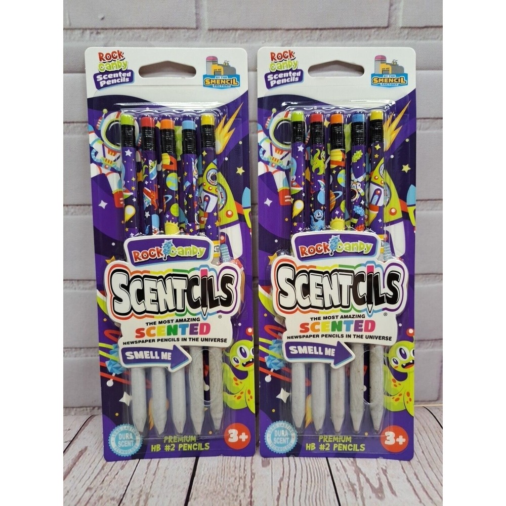 2 Pack Lot, 10 Pcs,  Scentcils Premium #2 Rock Candy Scented Pencils Space Theme